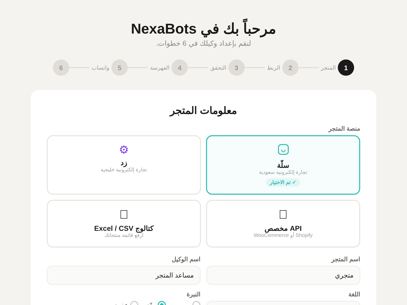 Store setup and platform selection